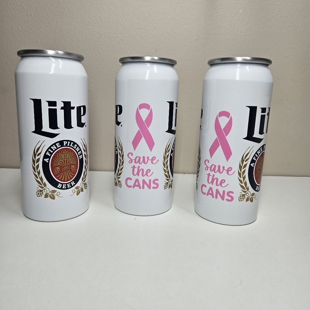 (3)  Lite A FINE PILSNER BEER Collectible Can "SAVE THE CANS" Miller Lite Cans